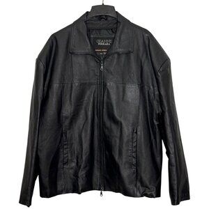 Gianni Ferrara Black Genuine Leather Jacket Mens XXL Quilted Lining Zip Front